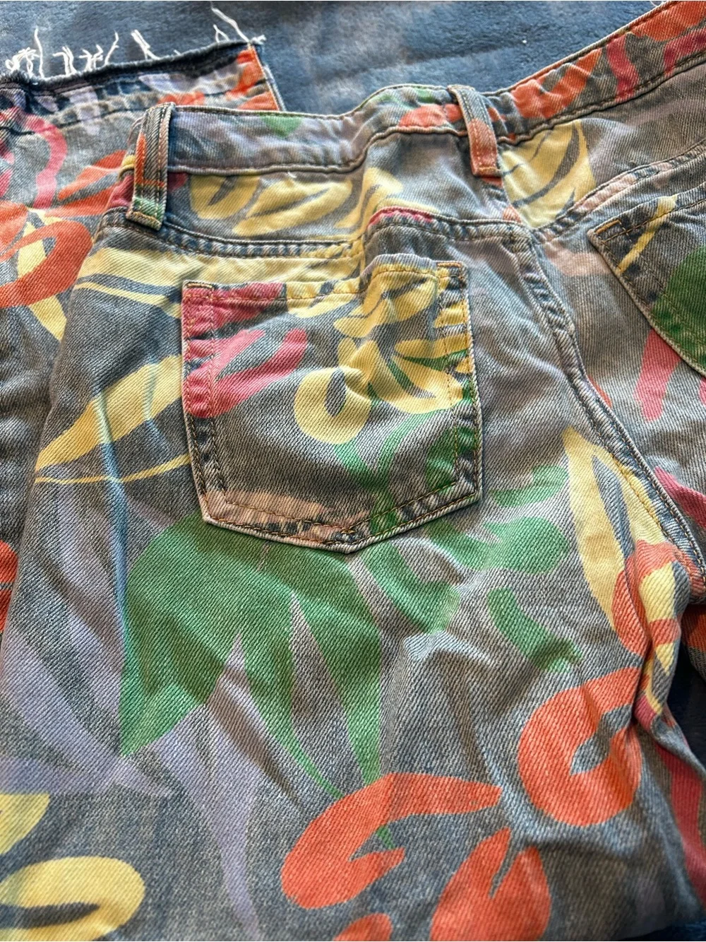 GAP Kids Painted Waistband Girlfriend Jeans - Blue, Green, Yellow, Orange